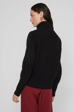 Vila Camisolas-Camisola de gola alta canelado Preto