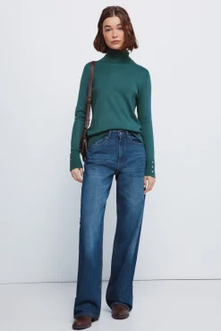 Springfield Camisolas-Camisola de gola alta com botões e punhos verde