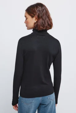 Springfield Camisolas-Camisola de gola alta com botões e punhos preto