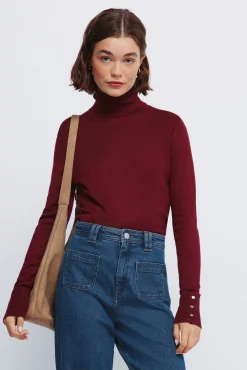 Springfield Camisolas-Camisola de gola alta com botões e punhos vermelho