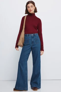 Springfield Camisolas-Camisola de gola alta com botões e punhos vermelho