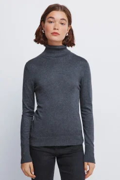 Springfield Camisolas-Camisola de gola alta com botões e punhos cinzento