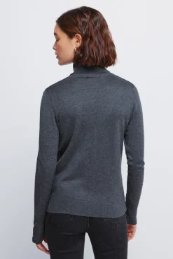 Springfield Camisolas-Camisola de gola alta com botões e punhos cinzento