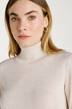 Vila Camisolas-Camisola de gola alta com viscose Tostado