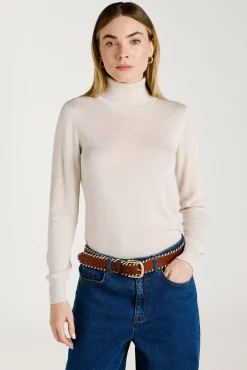 Vila Camisolas-Camisola de gola alta com viscose Tostado