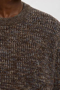 Selected Camisolas-Camisola de gola caixa 100% algodão orgânico Castanho