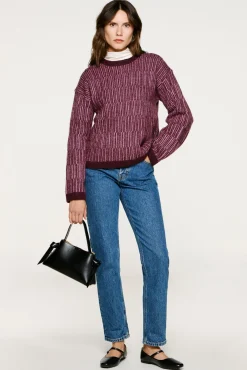 Selected Camisolas-Camisola de gola caixa de alpaca e lã Roxo