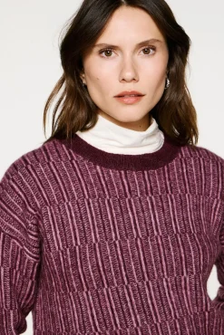 Selected Camisolas-Camisola de gola caixa de alpaca e lã Roxo