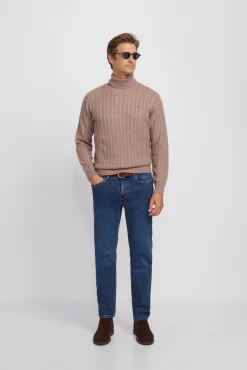 Silbon Camisolas-Camisola de gola com tricô oitos Castanho