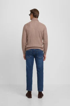 Silbon Camisolas-Camisola de gola com tricô oitos Castanho