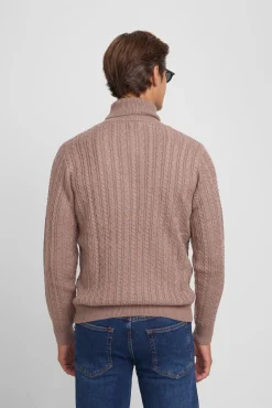 Silbon Camisolas-Camisola de gola com tricô oitos Castanho