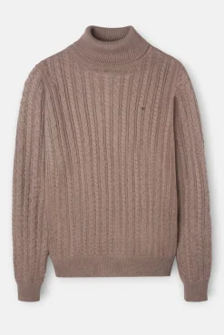 Silbon Camisolas-Camisola de gola com tricô oitos Castanho