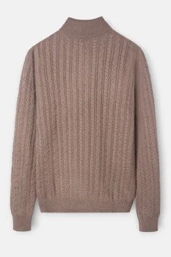 Silbon Camisolas-Camisola de gola com tricô oitos Castanho