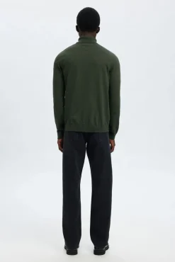 Selected Camisolas-Camisola de gola de algodão orgânico Verde