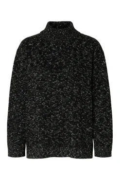 Selected Camisolas-Camisola de gola de algodão orgânico Preto