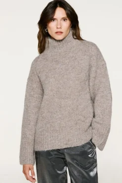 Selected Camisolas-Camisola de gola de alpaca Cinzento