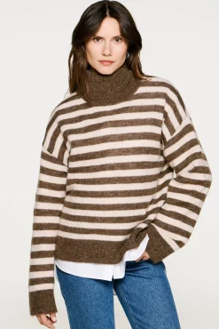 Selected Camisolas-Camisola de gola de lã e alpaca Castanho