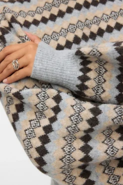 Vero Moda Camisolas-Camisola de gola estampado Cinzento