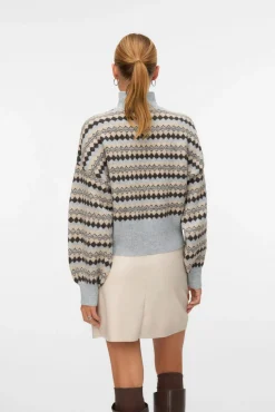 Vero Moda Camisolas-Camisola de gola estampado Cinzento