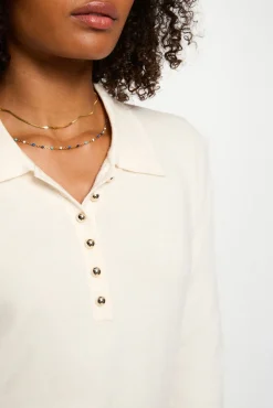 Morgan Camisolas-Camisola de gola polo Ecru