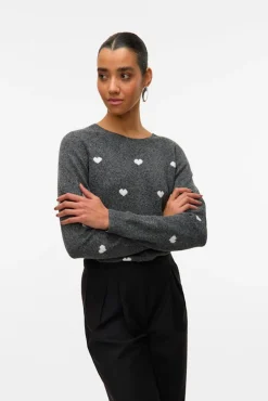 Vero Moda Camisolas-Camisola de gola redonda Cinzento