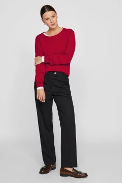 Vila Camisolas-Camisola de gola redonda de viscose Vermelho