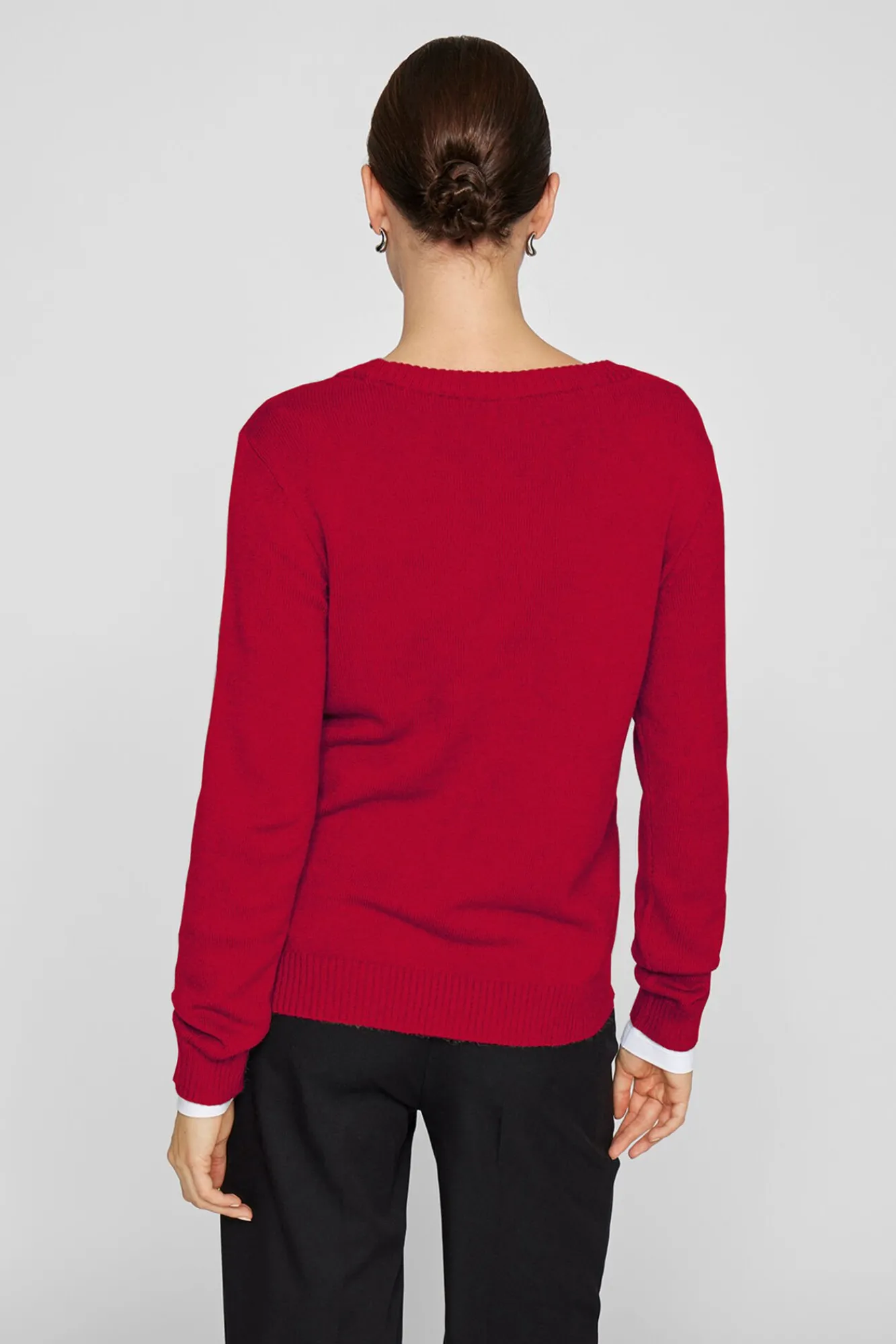 Vila Camisolas-Camisola de gola redonda de viscose Vermelho