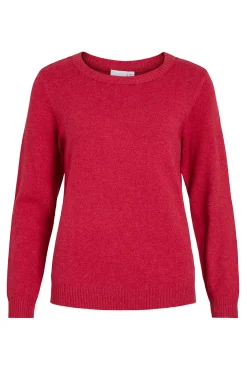 Vila Camisolas-Camisola de gola redonda de viscose Vermelho