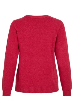 Vila Camisolas-Camisola de gola redonda de viscose Vermelho