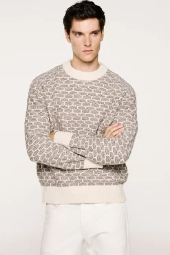 Selected Camisolas-Camisola de lã com gola caixa Tostado