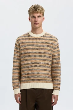 Selected Camisolas-Camisola de lã com gola caixa Tostado