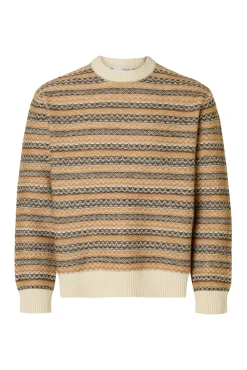 Selected Camisolas-Camisola de lã com gola caixa Tostado