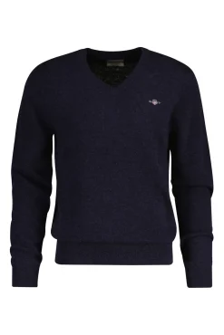Gant Camisolas-Camisola de lã com gola em V Azul
