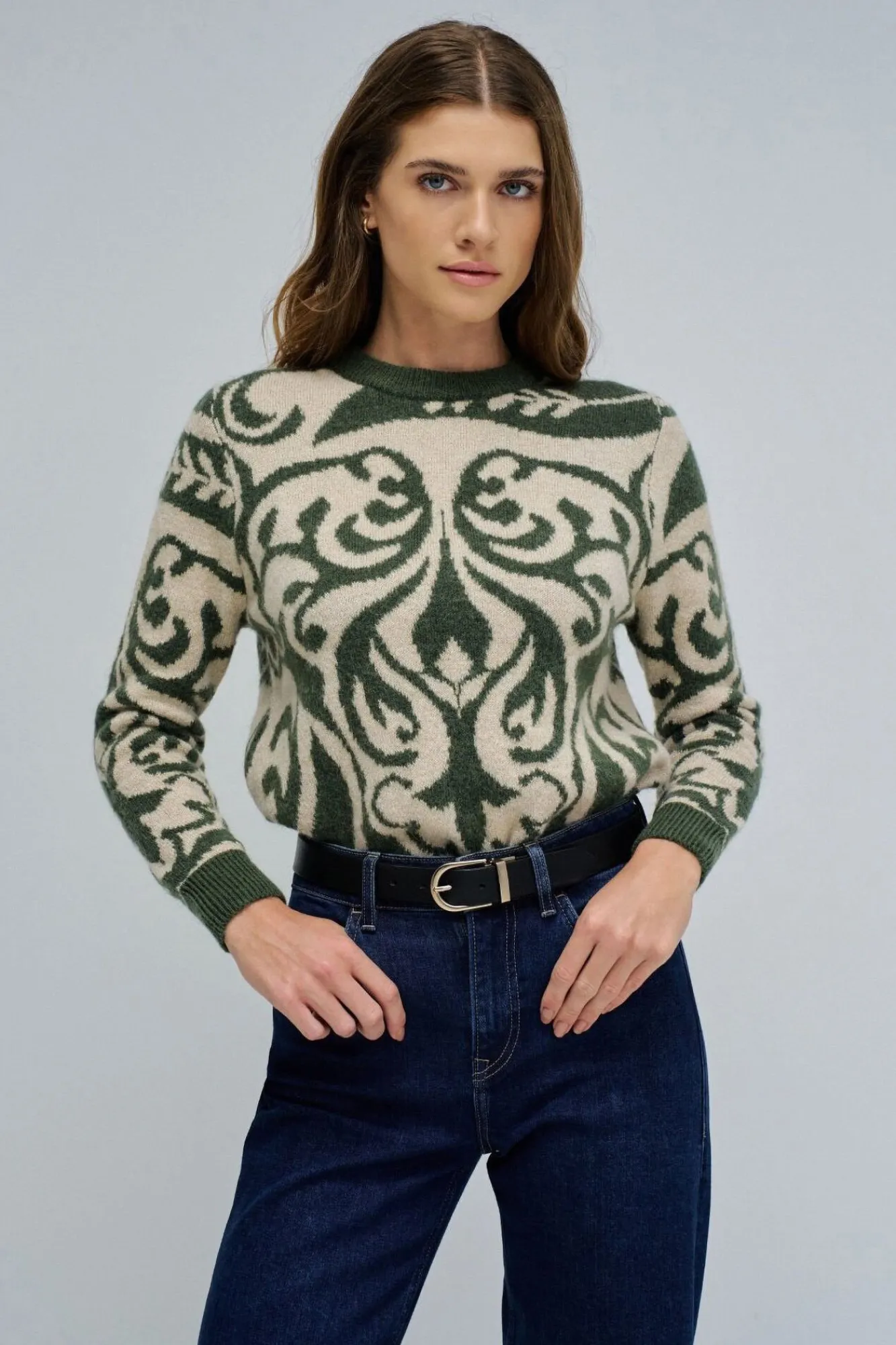 Salsa Jeans Camisolas-Camisola de lã com jacquard Verde