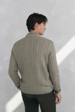 Pedro del Hierro Camisolas-Camisola de lã de cabos com gola redonda Verde