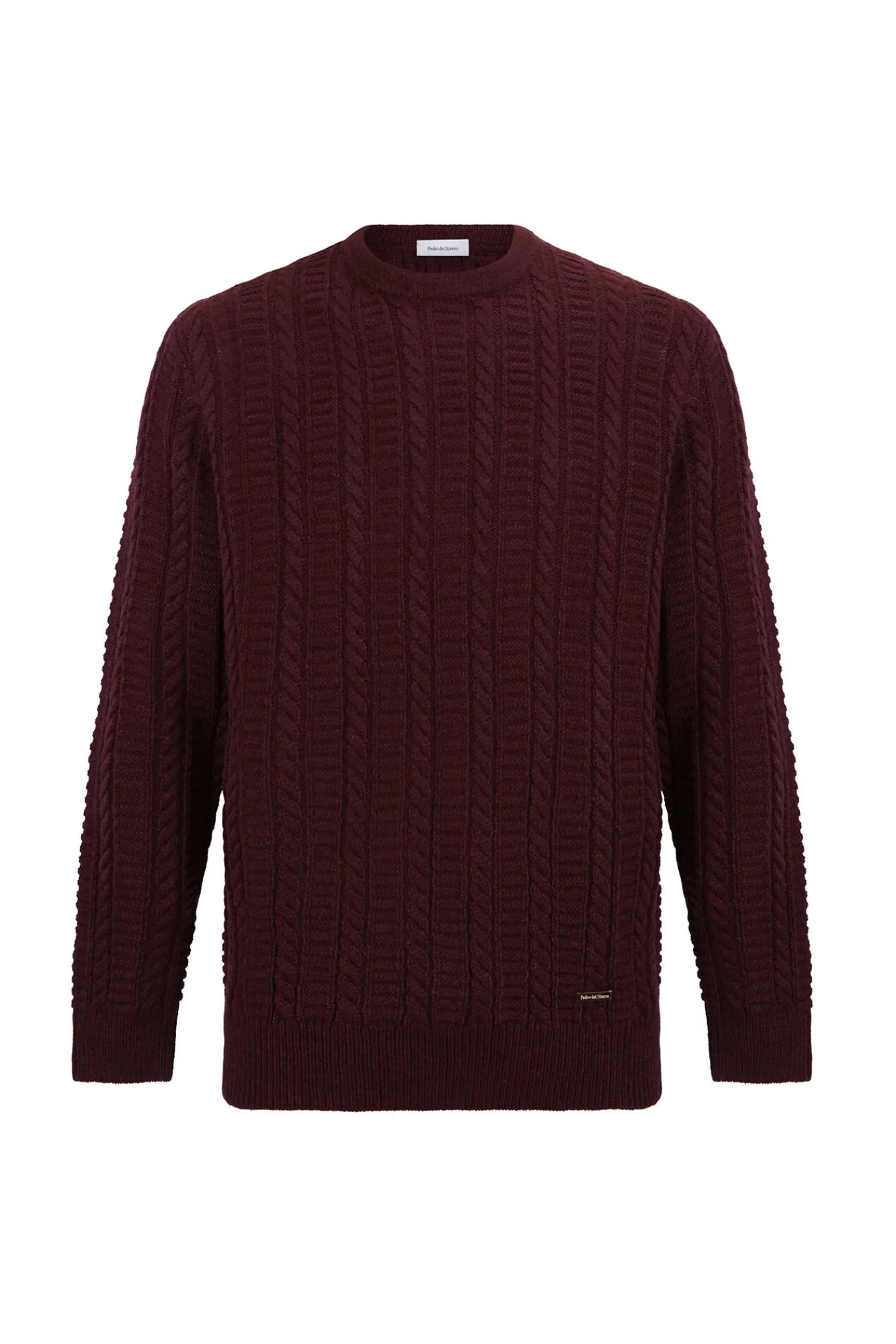 Pedro del Hierro Camisolas-Camisola de lã de cabos com gola redonda Bordeaux
