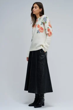 Salsa Jeans Camisolas-Camisola de lã e mohair com estampado floral Ecru