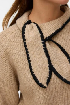 Vero Moda Camisolas-Camisola de laçada com malha Castanho