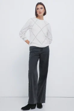 Springfield Camisolas-Camisola de lantejoulas com diamantes cru