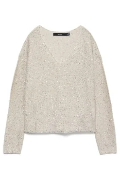 Vero Moda Camisolas-Camisola de lurex e lantejoulas Tostado