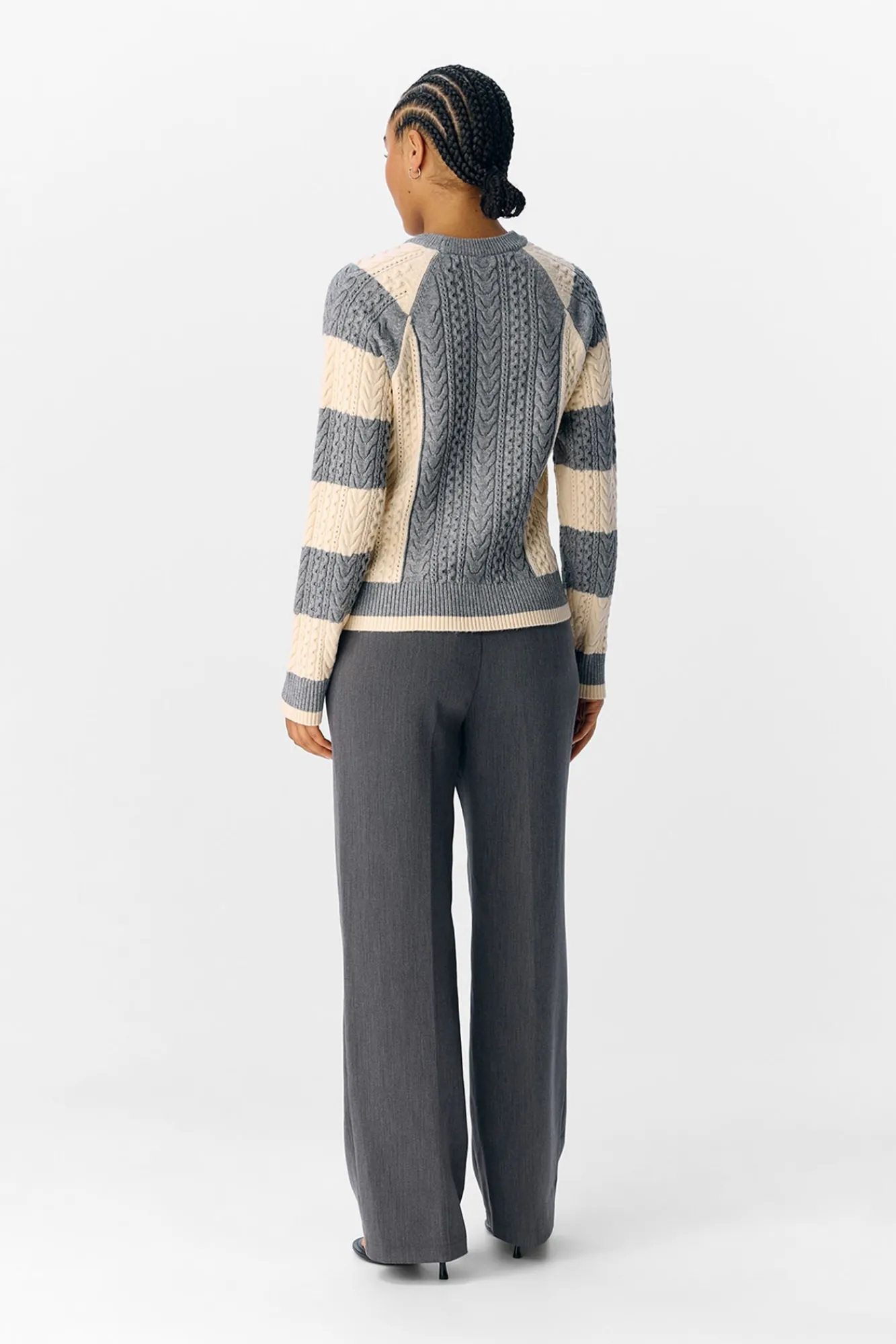 Object Camisolas-Camisola de malha bicolor com cabo Cinzento