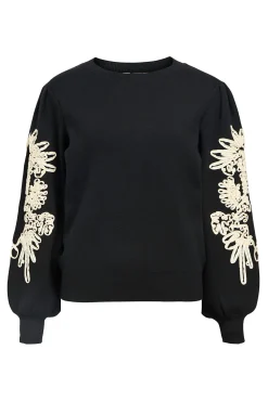 Object Camisolas-Camisola de malha bordada Preto