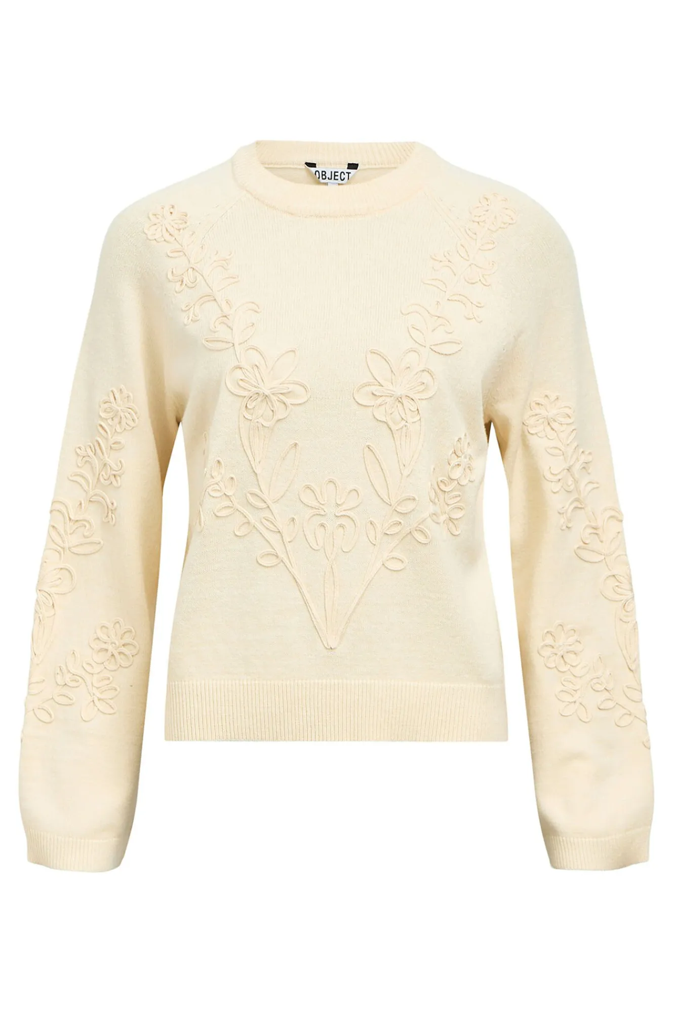 Object Camisolas-Camisola de malha bordado com flores Tostado