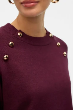 Vero Moda Camisolas-Camisola de malha com botões dourados Roxo