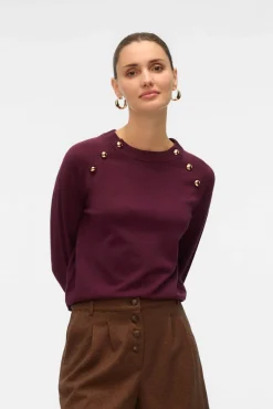 Vero Moda Camisolas-Camisola de malha com botões dourados Roxo