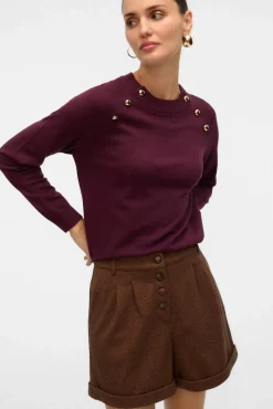 Vero Moda Camisolas-Camisola de malha com botões dourados Roxo
