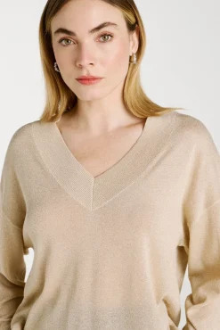 Vila Camisolas-Camisola de malha com glitter Tostado