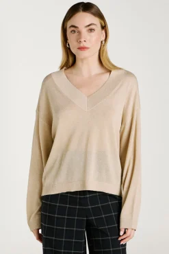 Vila Camisolas-Camisola de malha com glitter Tostado