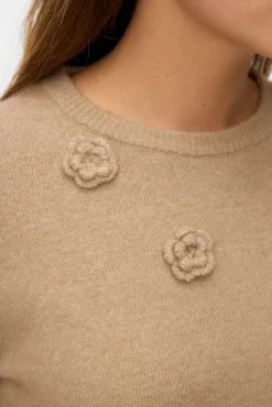 Vero Moda Camisolas-Camisola de malha com gola redonda Castanho