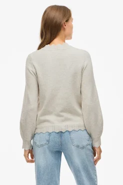 Vila Camisolas-Camisola de malha com gola Perkins Ecru